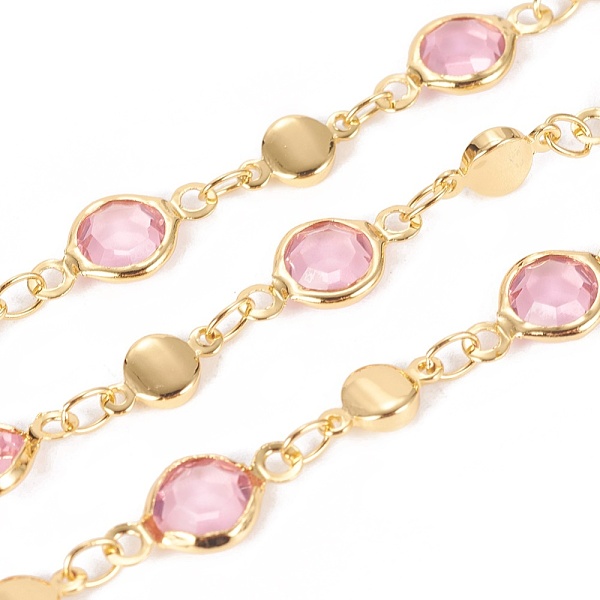 

PandaHall Handmade Glass Beaded Chains, with Brass Findings, Long-Lasting Plated, Soldered, with Spool, Pink, Link: 13x6.5x3mm and...