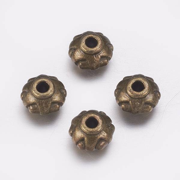 

PandaHall Tibetan Style Spacer Beads, Cadmium Free & Nickel Free & Lead Free, Donut, Antique Bronze, 7x5mm, Hole: 2mm Alloy Donut