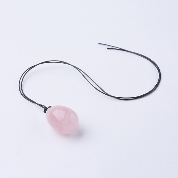 

PandaHall DIY Natural Rose Quartz Pendant Necklaces Making, with Black Waxed Cord, Egg Shape, 22.8 inch(58cm), 3strands/se Rose Quartz