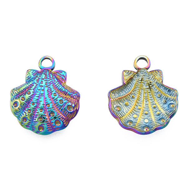 

PandaHall Ion Plating(IP) 201 Stainless Steel Pendants, Shell Shape, Rainbow Color, 17.5x15x3mm, Hole: 2mm 201 Stainless Steel Shell Shape