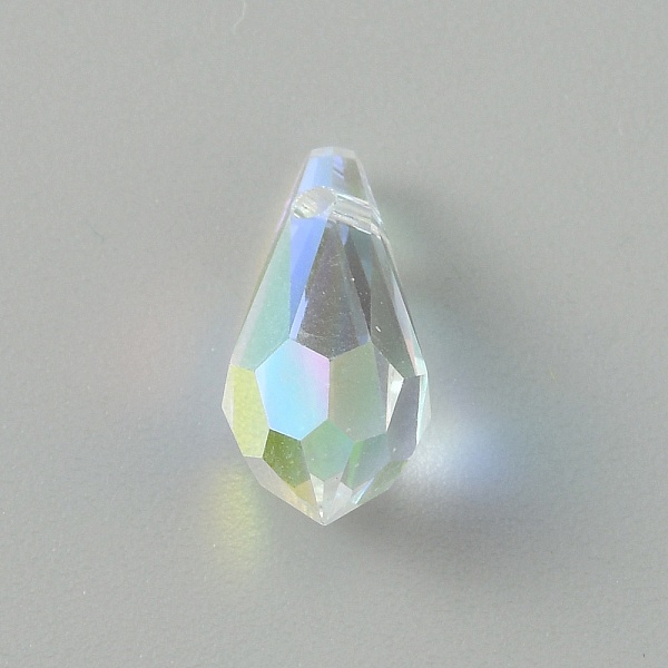 

PandaHall Glass Charms, AB Color, Faceted, Teardrop, Clear AB, 13.5x6.5mm, Hole: 1.2mm Glass Teardrop White