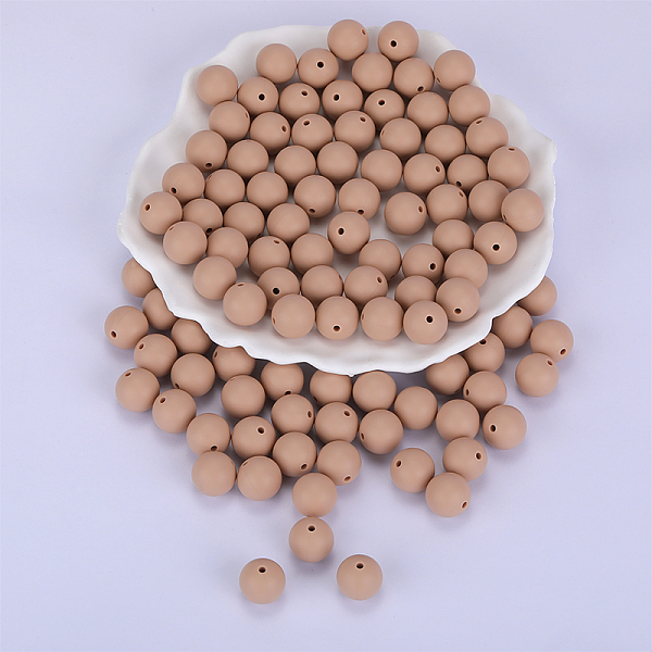 

PandaHall Round Silicone Focal Beads, Chewing Beads For Teethers, DIY Nursing Necklaces Making, Dark Khaki, 15mm, Hole: 2mm Silicone Round