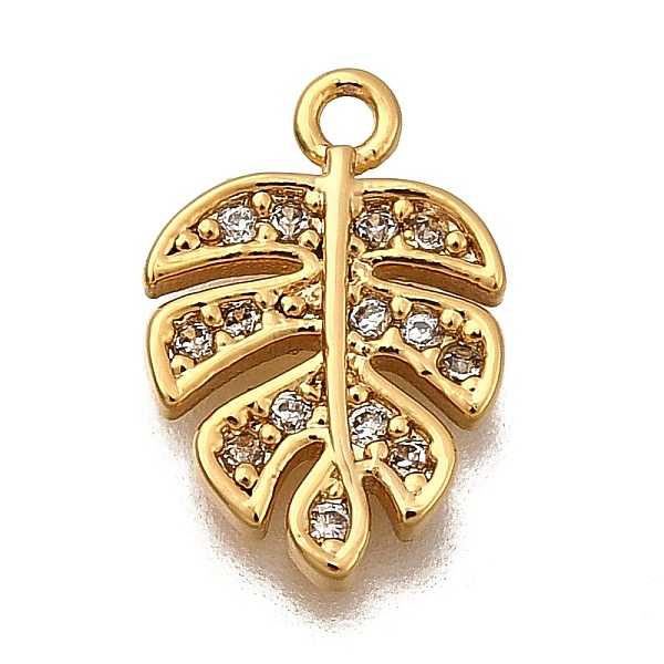 Pendenti e charms foglia in ottone con micro pavé di zirconi cubici