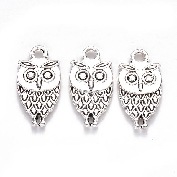 

PandaHall Tibetan Style Alloy Pendants, Owl, Cadmium Free & Lead Free, Antique Silver, 18x9x2mm, Hole: 1.8mm, about 1000pcs/1000g Alloy Owl