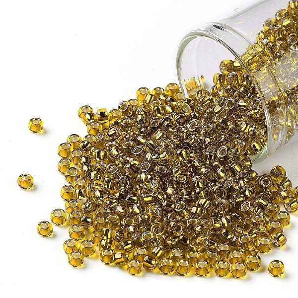 

PandaHall TOHO Round Seed Beads, Japanese Seed Beads, (2155S) Silver Lined Chamomile, 8/0, 3mm, Hole: 1mm, about 1110pcs/50g Glass Gold