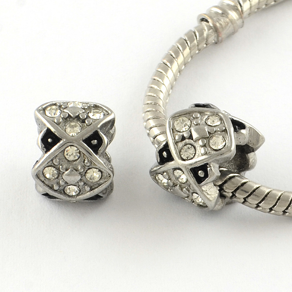 

PandaHall Column Enamel Style Smooth Surface 304 Stainless Steel Rhinestone Bead, Large Hole Beads, Stainless Steel Color, 11x6mm, Hole: 6mm..., Black