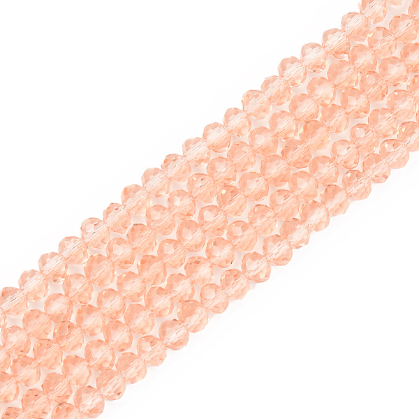 

PandaHall Glass Beads Strands, Faceted, Rondelle, Salmon, 10x8mm, Hole: 1mm, about 65~66pcs/strand, 20.8~21.2 inch(53~54cm) Glass Rondelle..., Red