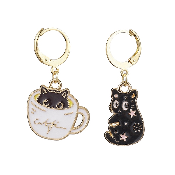 

PandaHall Alloy Enamel Hoop Earrings, with 304 Stainless Steel Leverback Earring Findings, Cat Shape, Golden, 35x12.5~22mm Alloy Cat Shape..., Black
