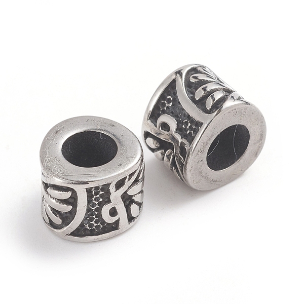 

PandaHall 304 Stainless Steel Beads, Large Hole Beads, Column, Antique Silver, 10x8mm, Hole: 5mm 304 Stainless Steel Column