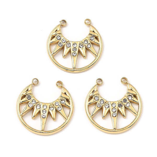 

PandaHall Ion Plating(IP) 316 Stainless Steel with Rhinestone Pendants, Crown Charm, Real 18K Gold Plated, 15.5x15x2mm, Hole: 1.2mm...