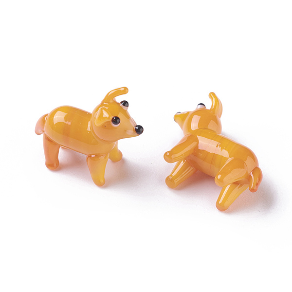 

PandaHall Handmade Lampwork Puppy Home Display Decorations, 3D Dog, Orange, 24~25x9~11x20~21mm Lampwork Dog Orange