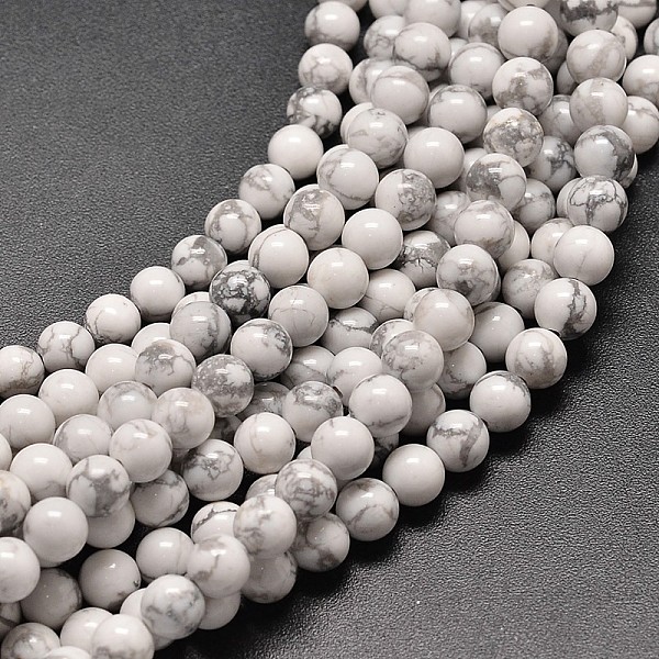 

PandaHall Synthetical Howlite Round Bead Strands, 4mm, Hole: 1mm, about 98pcs/strand, 16 inch Howlite Round