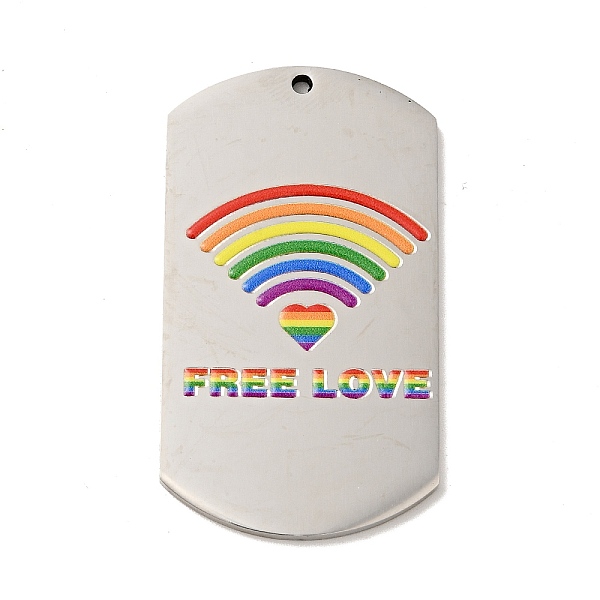 

PandaHall Pride 201 Stainless Steel Big Pendants, Oval Rectangle with Word Free Love, Stainless Steel Color, Rainbow Pattern, 50x28x2mm...