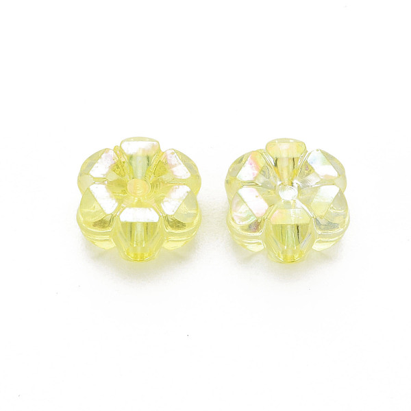 

PandaHall Transparent Acrylic Beads, AB Color Plated, Flower, Champagne Yellow, 10x5mm, Hole: 1.8mm, about 1650pcs/500g Acrylic Flower