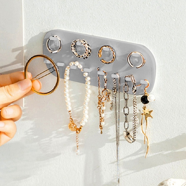 

PandaHall Oval PP Wall Mounted Jewelry Stand Organizers, Necklace Hanger, Bracelets Rings Bangles Display Rack, Gift for Girl Women, Light...