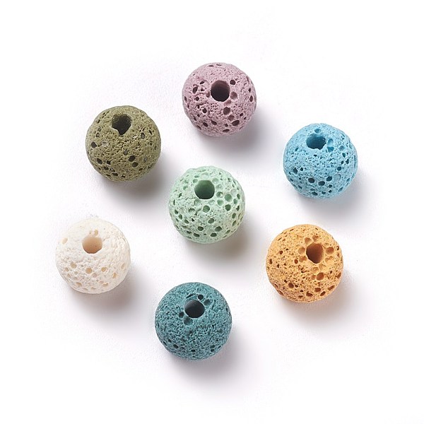 

PandaHall Unwaxed Natural Lava Rock Beads, for Perfume Essential Oil Beads, Aromatherapy Beads, Dyed, Round, Mixed Color, 8.5mm, Hole..., Multicolor