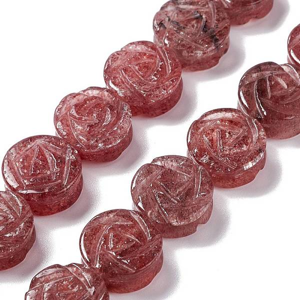 

PandaHall Natural Strawberry Quartz Beads Strands, Rose, 14x6mm, Hole: 1.2mm, about 28pcs/strand, 15.28''(38.8cm) Strawberry Quartz Flower