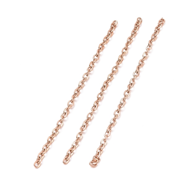 

PandaHall Ion Plating(IP) 304 Stainless Steel Cable Chains, Unwelded, Rose Gold, 1.5x2x0.4mm, about 0.16 Foot(0.05m)/pc 304 Stainless Steel