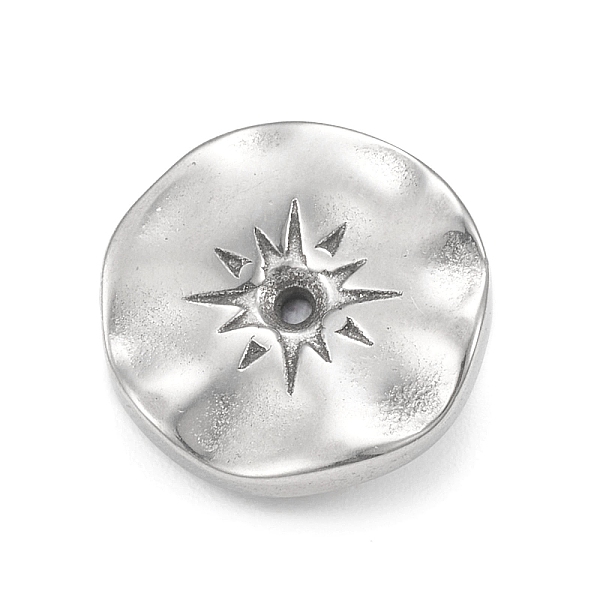 

PandaHall 304 Stainless Steel Beads, Wave Flat Round with Sun, Stainless Steel Color, 14x2mm, Hole: 1.2mm 304 Stainless Steel Flat Round