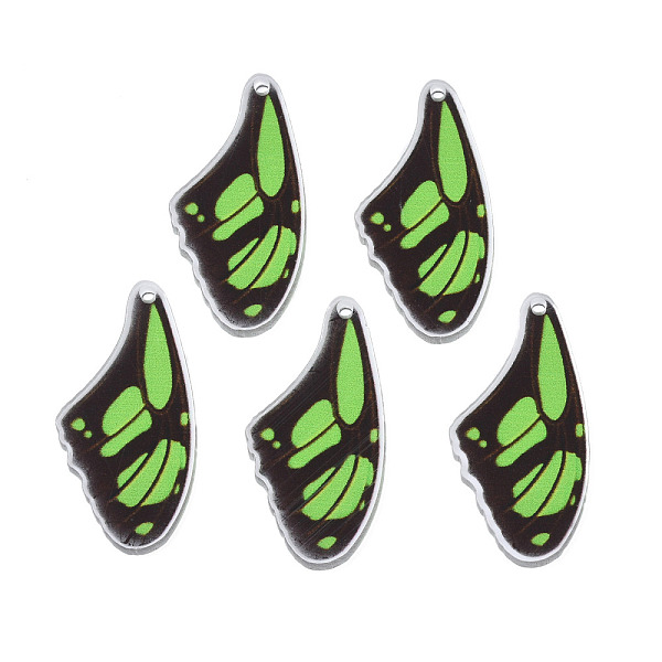 

PandaHall Printed Translucent Acrylic Pendants, Butterfly, Light Green, 35.5x17x2mm, Hole: 1.5mm Acrylic Butterfly