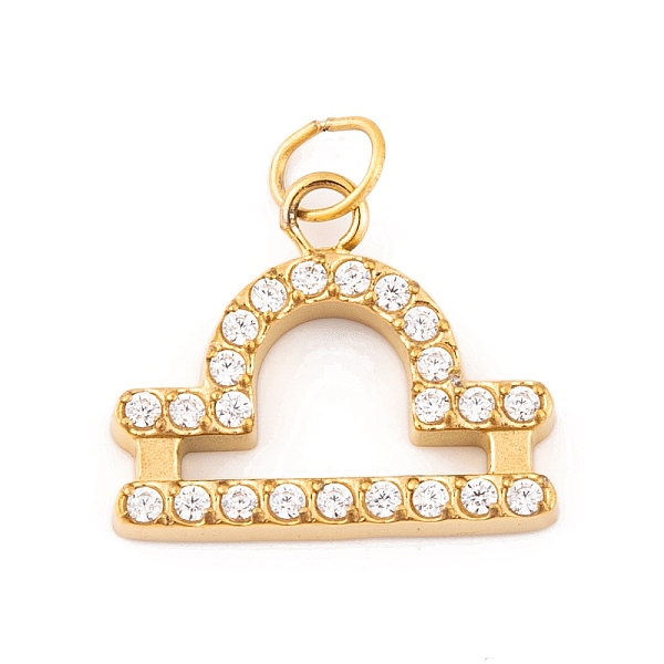 

PandaHall 316 Stainless Steel Micro Pave Cubic Zirconia Pendants, with Jump Rings, Real 18K Gold Plated, 12 Constellation Charm, Real 18K..., Clear