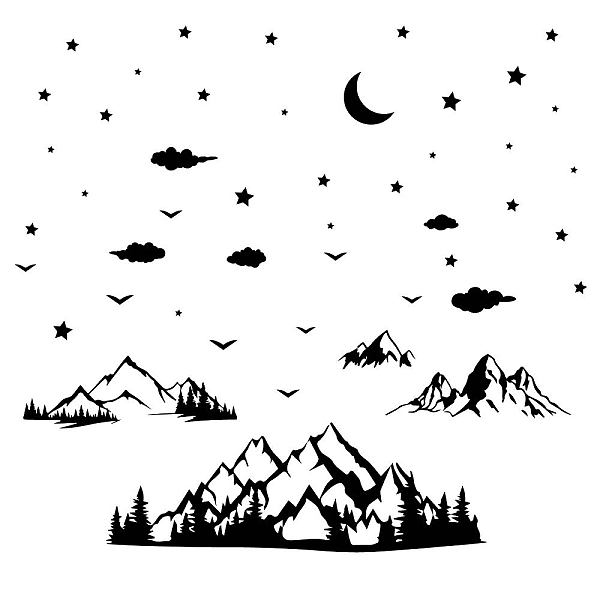 

PandaHall PVC Wall Stickers, for Wall Decoration, Mountain & Forest, 350x900mm PVC Others Black