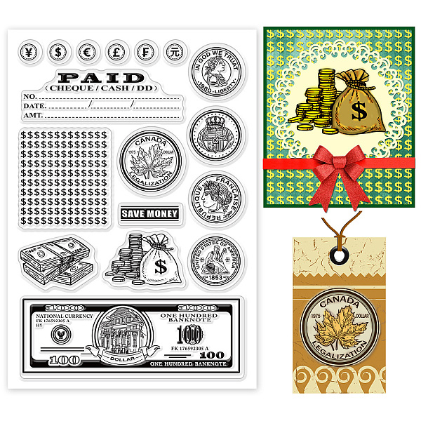 

PandaHall PH Vintage Label Clear Stamps, Postmark Transparent Silicone Stamp Coin Clear Stamps Text Rubber Stamps for Card Making Photo...