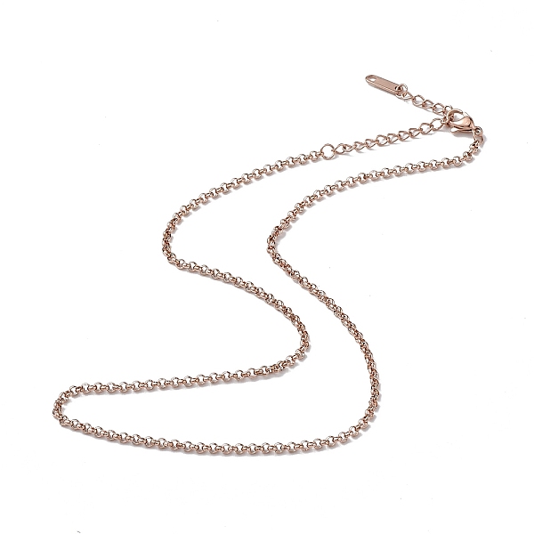 

PandaHall Ion Plating(IP) 304 Stainless Steel Rolo Chain Necklace for Men Women, Rose Gold, 15.67 inch(39.8cm) 304 Stainless Steel