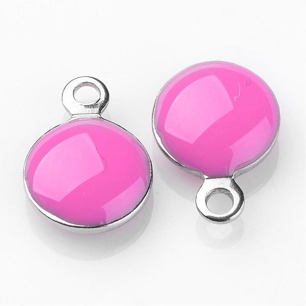 

PandaHall Stainless Steel Enamel Charms, Enamelled Sequins, Flat Round, Hot Pink, 11x8x3mm, Hole: 1mm Stainless Steel+Enamel Flat Round Pink