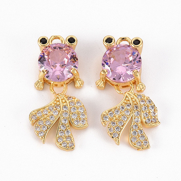 

PandaHall Brass Micro Pave Colorful Cubic Zirconia Pendants, Goldfish, Real 18K Gold Plated, 24x11x5.5mm, Hole: 1.6mm Brass+Cubic Zirconia...