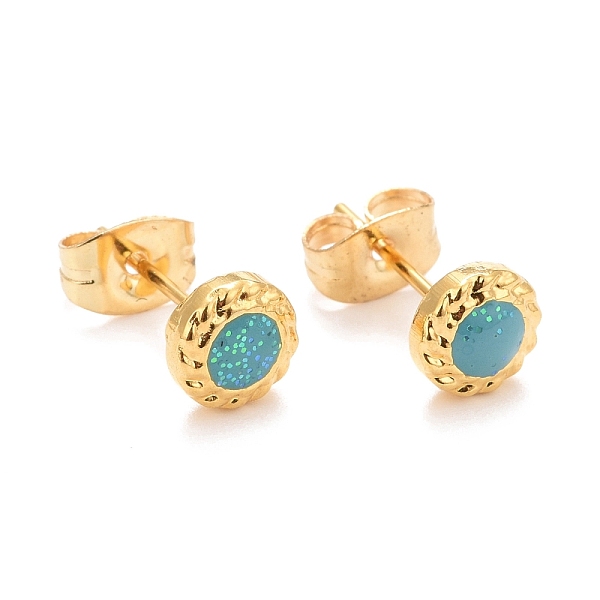 

PandaHall 304 Stainless Steel Enamel with Glitter Stud Earrings, with 316 Stainless Steel Pin, Flat Round, Mixed Color, 6x2.5mm, Pin: 0.8mm..., Multicolor