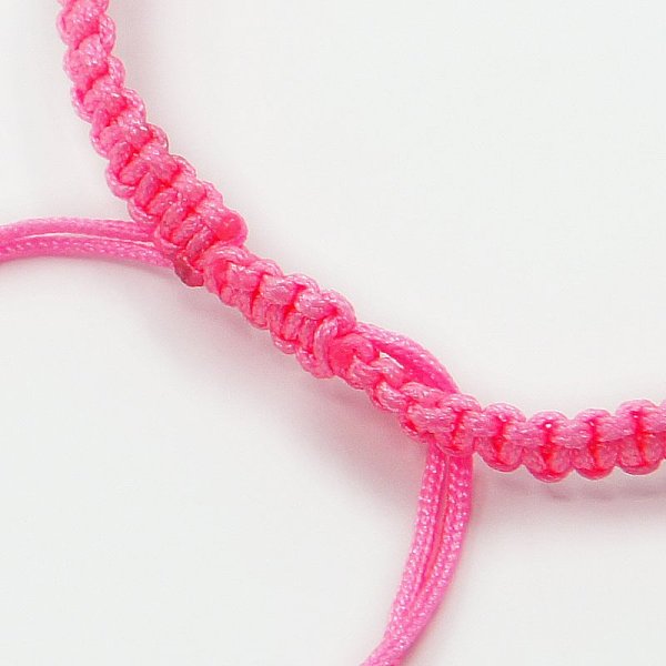 

PandaHall Braided Nylon Cord for DIY Bracelet Making, Hot Pink, 145~155x5x2mm, Hole: 2~4mm Nylon Pink