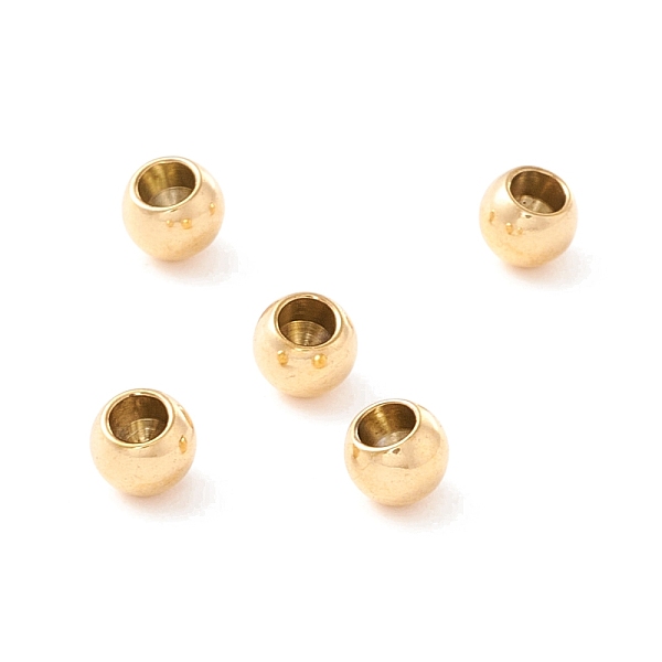 

PandaHall Ion Plating(IP) 202 Stainless Steel Beads, Half Drilled, Round, Golden, 4x3.5mm, Half Hole: 2mm 202 Stainless Steel Round