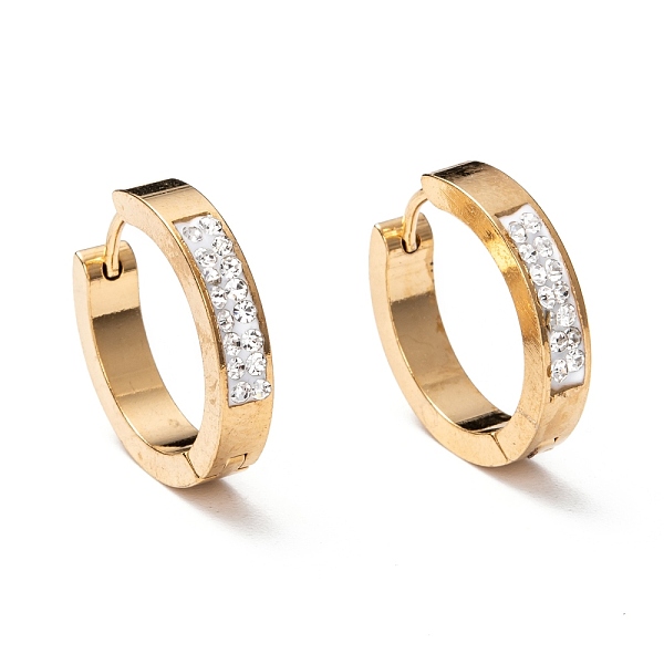 

PandaHall 304 Stainless Steel Huggie Hoop Earrings, with Polymer Clay Crystal Rhinestone, Ring, Golden, 21x4mm, Pin: 0.9mm 304 Stainless...