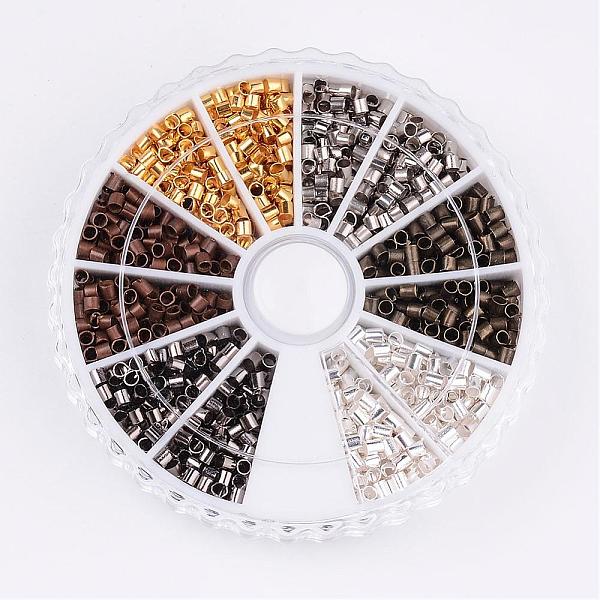 

PandaHall 1 Box Brass Crimp Beads, Tube, Mixed Color, 2x2mm, Hole: 1.5mm, about 105pcs/compartment, 1260pcs/box Brass Tube