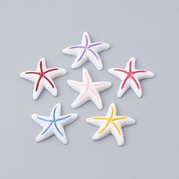 

PandaHall Resin Cabochons, Starfish/Sea Stars, Mixed Color, 23x23x6mm Resin Starfish Multicolor