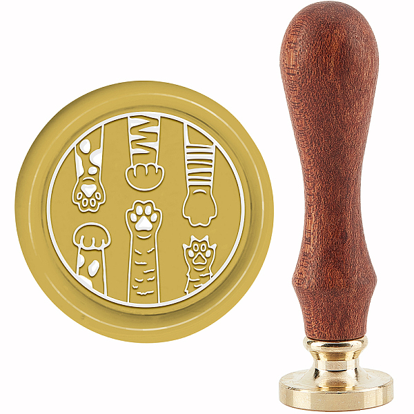 

PandaHall Brass Wax Seal Stamp with Handle, for DIY Scrapbooking, Paw Print, 89x30mm Brass Paw Print
