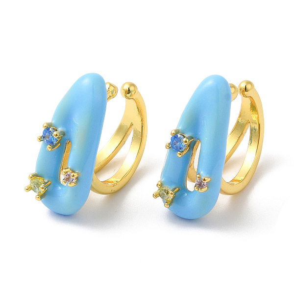

PandaHall Colorful Cubic Zirconia Teardrop Cuff Earrings with Enamel, Rack Plating Brass Jewelry for Women, Cadmium Free & Lead Free, Real...