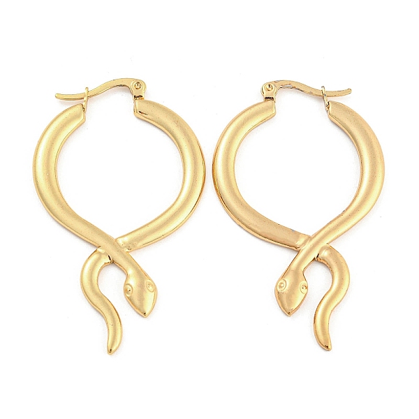 

PandaHall 304 Stainless Steel Hoop Earring, Snake, Golden, 51x30mm 304 Stainless Steel Snake