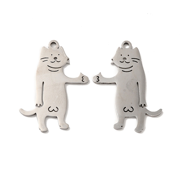 

PandaHall 304 Stainless Steel Pendants, Cat Charm, Stainless Steel Color, 35x26x1.5mm, Hole: 2.5mm 304 Stainless Steel Cat Shape