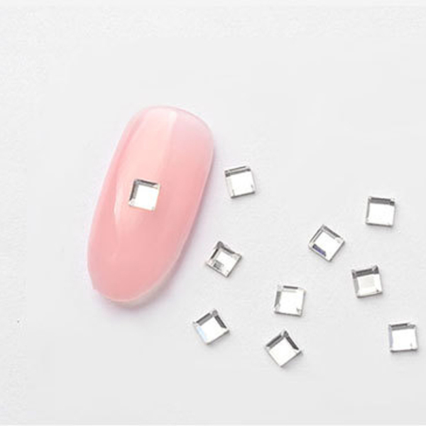 

PandaHall Flat Back Glass Rhinestone Cabochons, Nail Art Decoration Accessories, Faceted, Square, Crystal, 3x3mm, 10pcs/bag Rhinestone..., Clear