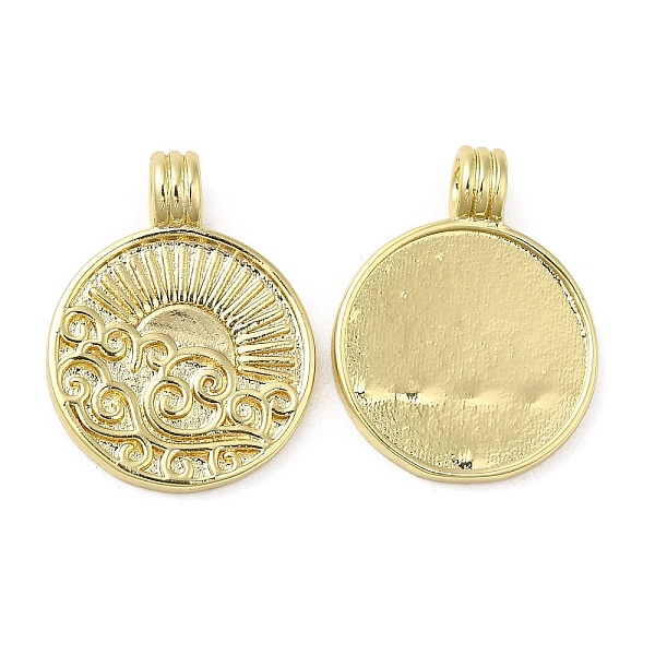 

PandaHall Rack Plating Brass Pendants, Lead Free & Cadmium Free, Long-Lasting Plated, Flat Round, Real 18K Gold Plated, Cloud...