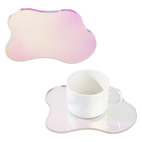 

PandaHall FINGERINSPIRE 2Pcs Cloud Shaped Acrylic Coaster 5.1x6.4inch Clear Iridescent Irregular Coaster Creative Decorative Plate Coaster...
