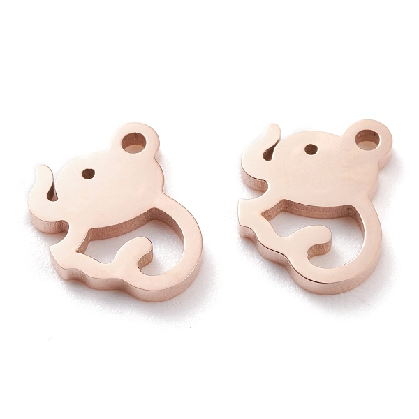

PandaHall Ion Plating(IP) 304 Stainless Steel Charms, Laser Cut, Elephant, Rose Gold, 12x11x1.5mm, Hole: 1.2mm 304 Stainless Steel Elephant