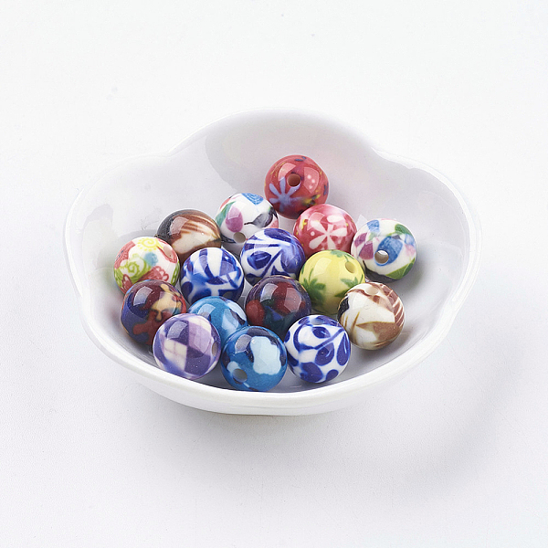 

PandaHall Spray Painted Resin Beads, Round, Mixed Color, 11~12mm, Hole: 2mm Resin Round Multicolor