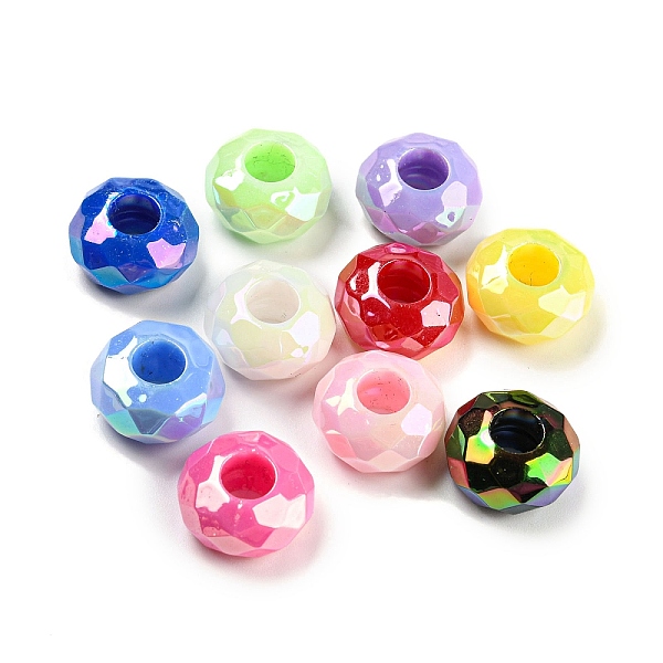 

PandaHall UV Plating Rainbow Iridescent Acrylic European Beads, Large Hole Beads, Rondelle, Mixed Color, 15x8mm, Hole: 6mm Acrylic Rondelle..., Multicolor