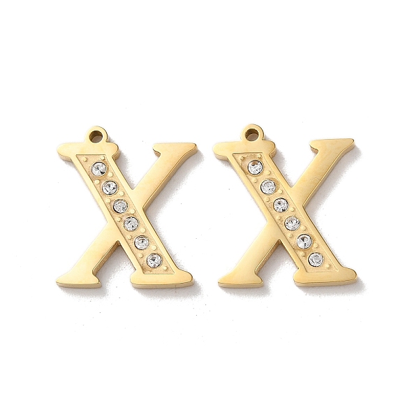 

PandaHall Real 14K Gold Plated 304 Stainless Steel Pendants, with Rhinestone, Letter X, 18x15.5x2mm, Hole: 1.2mm Stainless Steel+Rhinestone..., Clear