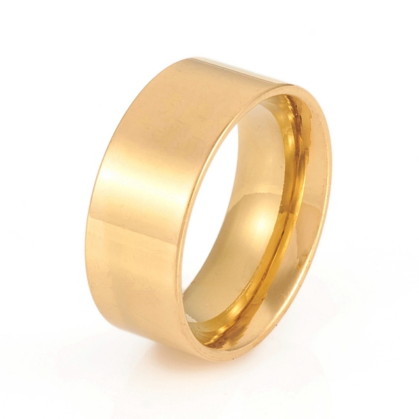 

PandaHall 201 Stainless Steel Flat Plain Band Rings, Wide Band Rings, Golden, US Size 7(17.3mm), 8mm 201 Stainless Steel