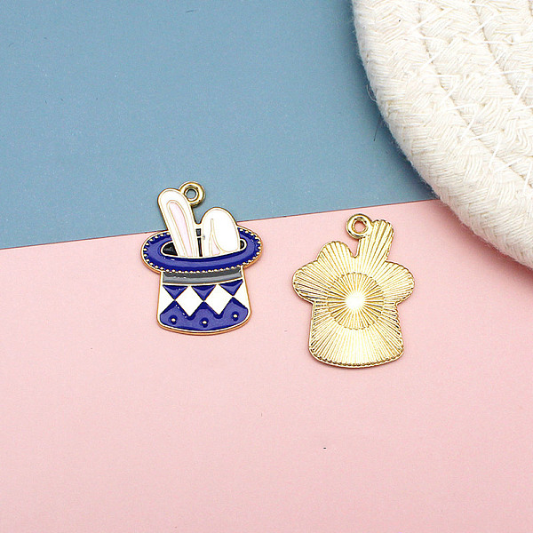 

PandaHall Alloy Enamel Pendant, Easter Bunny in Hat, Dark Slate Blue, 25x20mm Alloy+Enamel Hat
