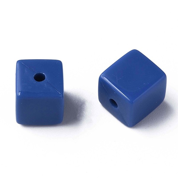 

PandaHall Opaque Acrylic Beads, Cube, Royal Blue, 10.5x9.5x9.5mm, Hole: 2mm, about 490pcs/500g Acrylic Cube